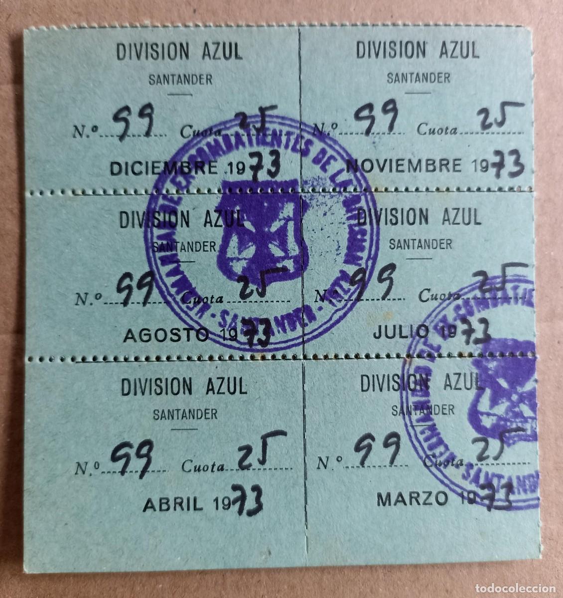 Militaria: Cupones cuota Divisi&oacute;n Azul de 1973 (III Reich Hitler- Nazi- Alemania) WWII