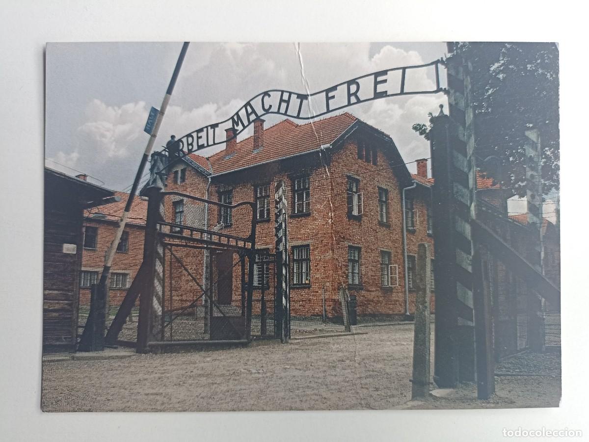 Military Antiques: Puerta principal campo de Auschwitz, postal (III Reich Hitler- Nazi- Alemania) WWII