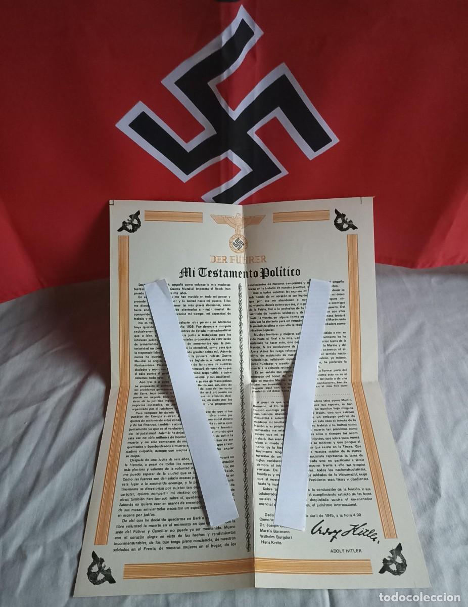 Militaria: Reproducci&oacute;n Mi testamento Pol&iacute;tico Adolf Hitler (III Reich Hitler- Nazi- Alemania) WWII