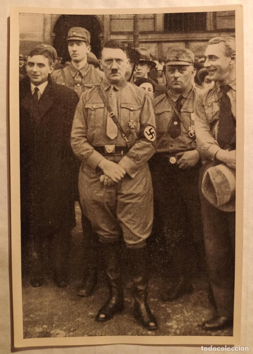 Militaria: Foto cromo Hitler en Braunschweig (III Reich Hitler- Nazi- Alemania) WWII