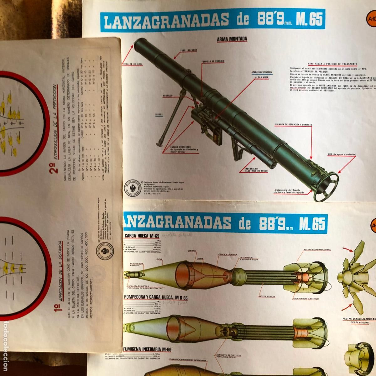 Militaria: LABZAGRANADAS DE 88,9 MM. M. 65, 3 L&Aacute;MINAS DOBLES