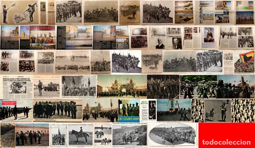 Militaria: La Legi&oacute;n espa&ntilde;ola - Lote de recortables de prensa de epoca