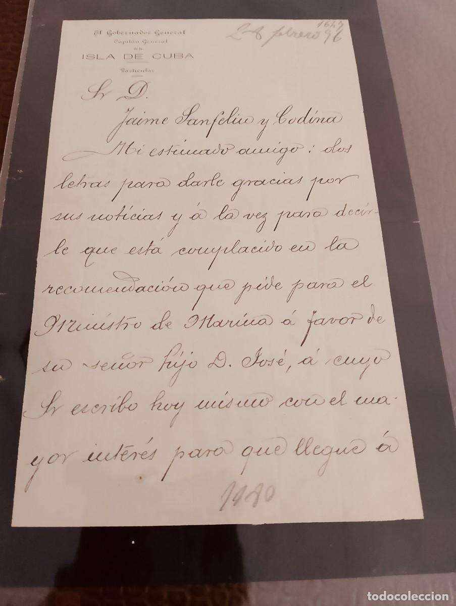 Militaria: Carta Aut&oacute;grafa Valeriano Weyler Cuba 1896 Capit&aacute;n General