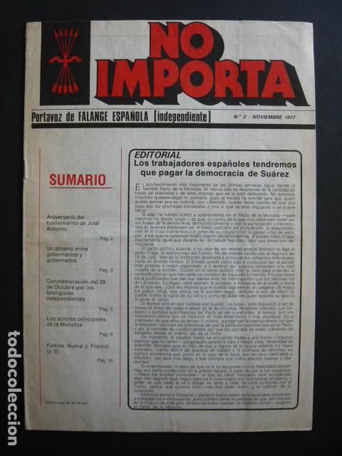 Militaria: NO IMPORTA BOLETIN FALANGE ESPA&Ntilde;OLA INDEPENDIENTE N&ordm; 2 NOVIEMBRE 1977