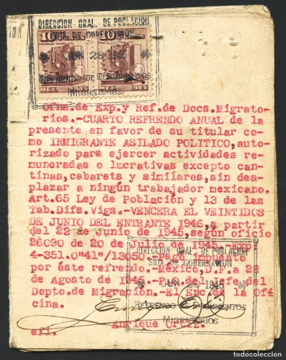 Militaria: POSGUERRA, DOCUMENTACI&Oacute;N, INMIGRANTE ASILADO POL&Iacute;TICO, M&Eacute;XICO