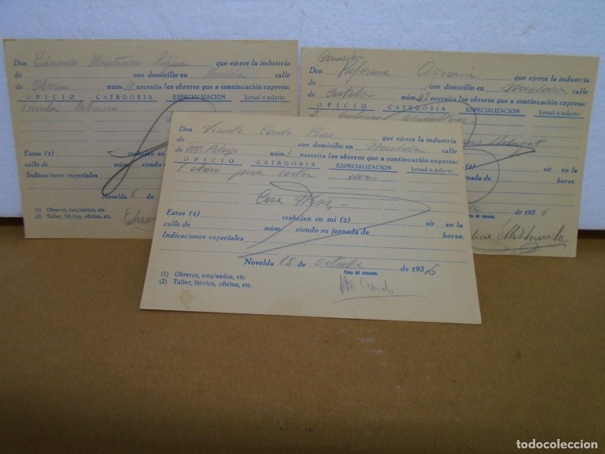 Militaria: NOVELDA(ALICANTE)GUERRA CIVIL.OCTUBRE 1936.SOLICITUD OBREROS PARA CORTAR UVA Y LABRANZA.