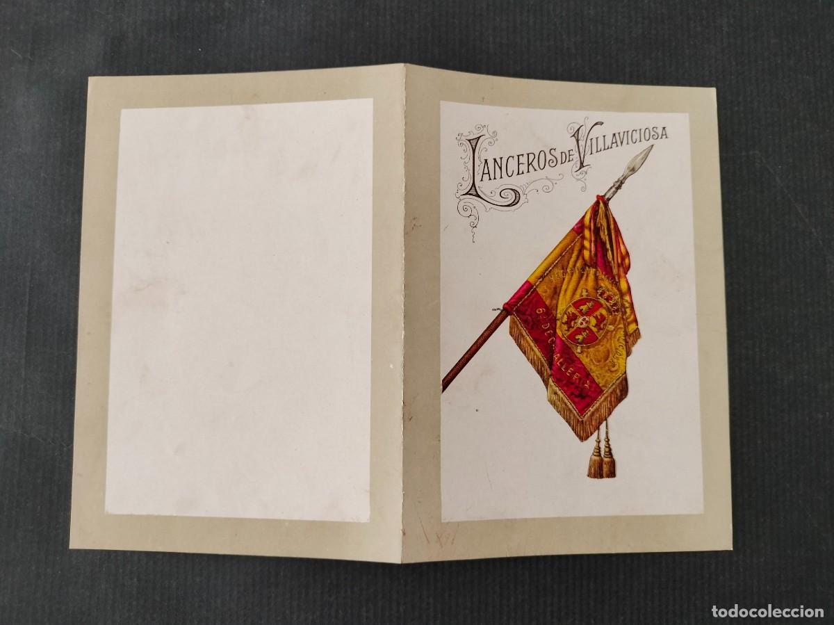 Militaria: ANTIGUA TARJETA DE FELICITACION REGIMIENTO DE LANCEROS DE VILLAVICIOSA 6.&ordm; DE CABALLERIA CIRCA 1926
