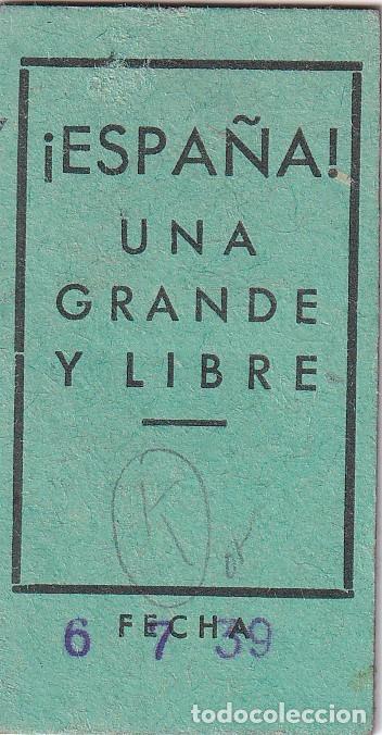 Militaria: Cart&oacute;n para peso a&ntilde;o 1939 Espa&ntilde;a una grande y libre. Vinos, licores, champagnes, etc patriotico