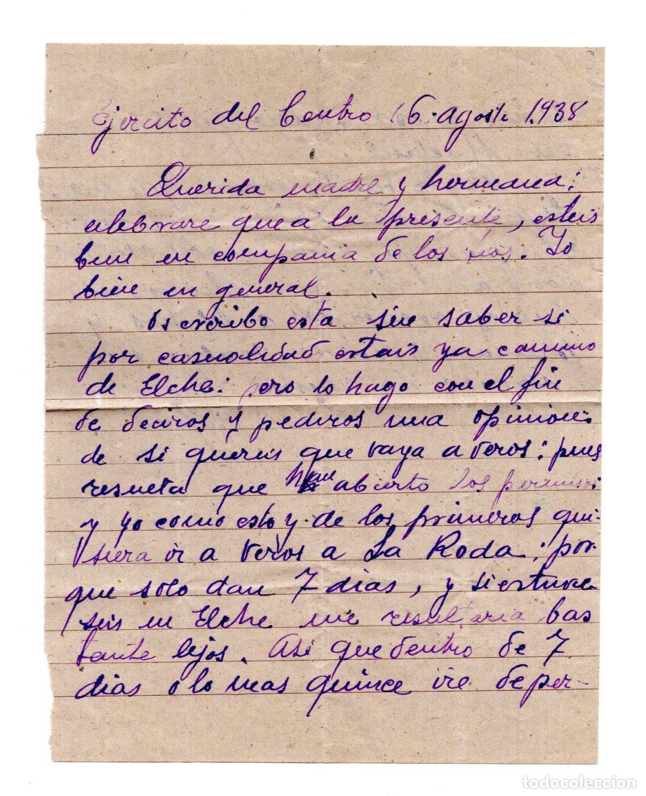 Militaria: CARTA HIST&Oacute;RICA GUERRA CIVIL (1938) - FRENTE DE LA REP&Uacute;BLICA (EJ&Eacute;RCITO DEL CENTRO).