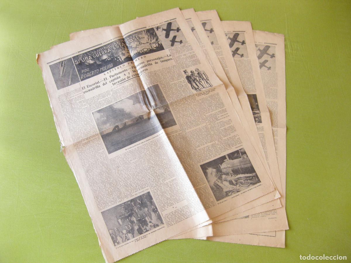 Militaria: LOTE DE RECORTES DE PRENSA DEL DIARIO INFORMACIONES SOBRE LA DESTRUCCI&Oacute;N DE UNA GUERRA. 1935