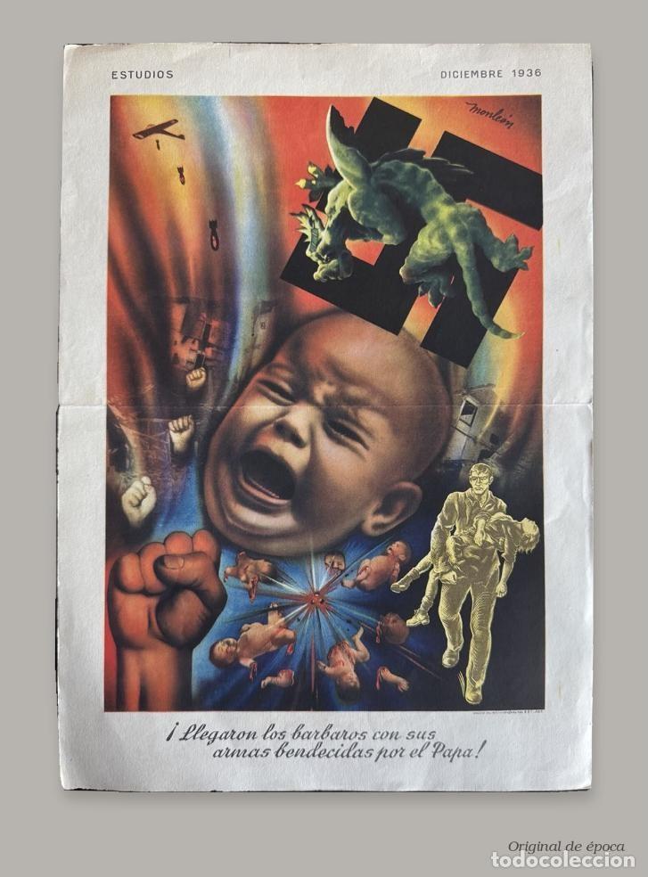Militaria: (MI-260922)CARTEL &laquo;Estudios&raquo; Diciembre de 1936 Manuel Monle&oacute;n - GUERRA CIVIL - INTERVENIDO CNT - UGT