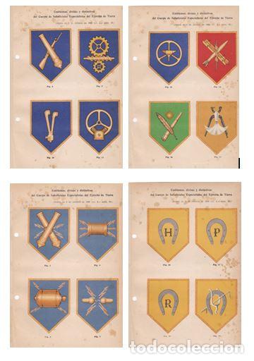 Militaria: 4 LAMINAS PLACAS DE BRAZO DEL CUERPO SUBOFICIALES ESPECIALISTAS