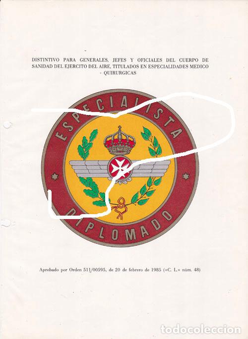Militaria: LAMINA DEL DISTINTIVO ESPECIALISTA SANIDAD DEL EJERCITO DEL AIRE.