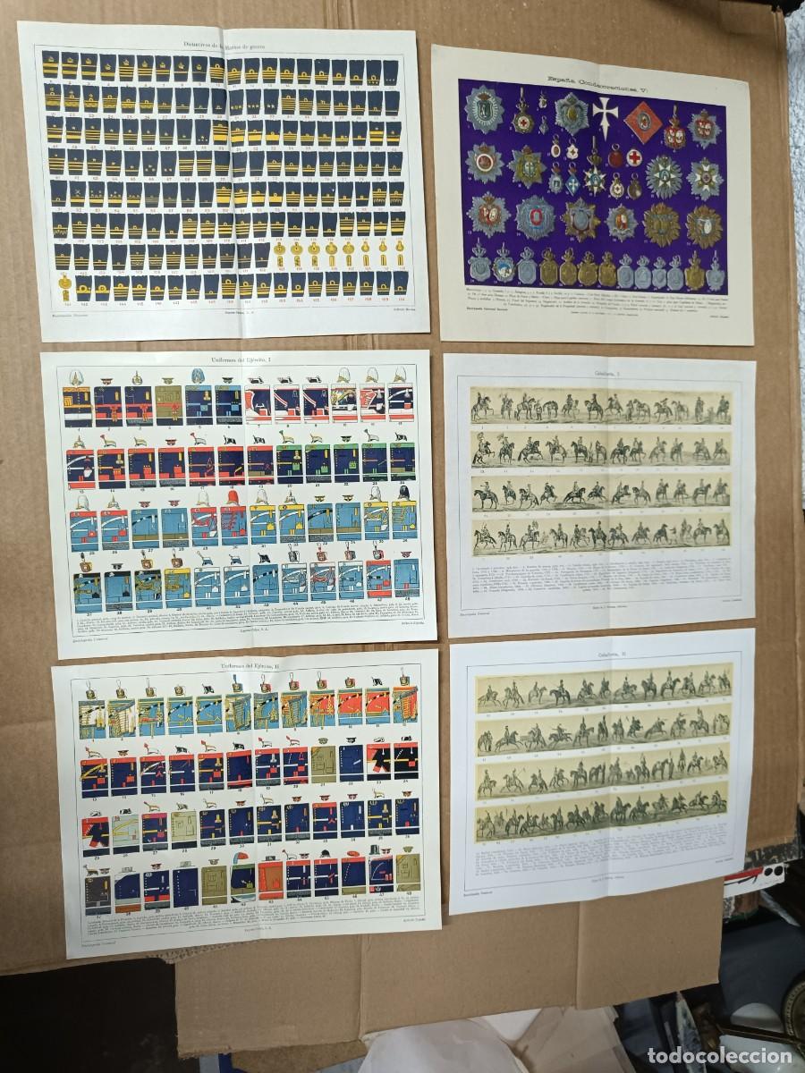 Militaria: LOTE DE 6 ANTIGUAS LAMINAS, UNIFORMES EJERCITO, MARINA DE GUERRA, CONDECORACIONES, CABALLERIA -P29