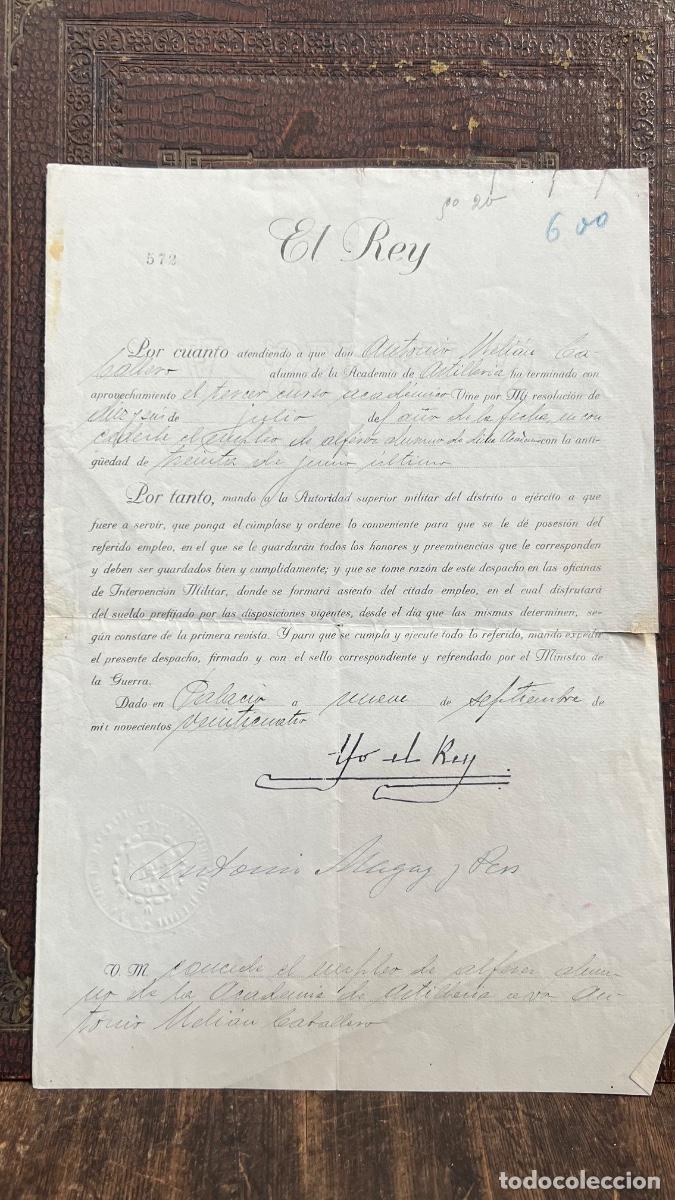 Militaria: Nombramiento militar melian caballero alf&eacute;rez Alfonso XIII magaz 1924