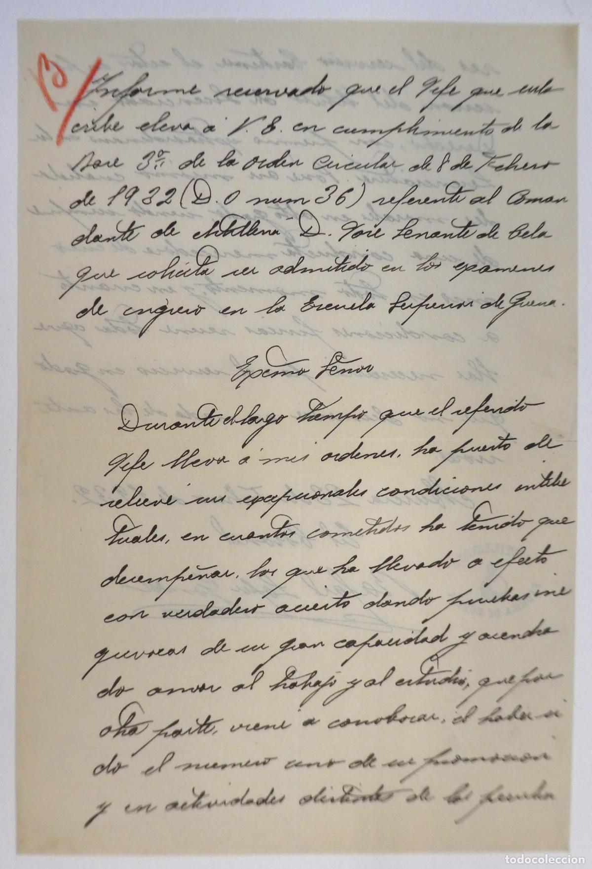 Militaria: Documento del Coronel de Artilleria Rafael L&oacute;pez G&oacute;mez ,Fabrica de Murcia 1932