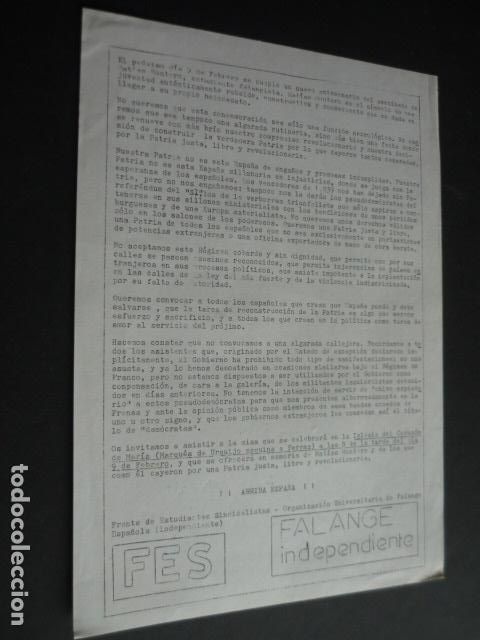 Militaria: FALANGE ESPA&Ntilde;OLA INDEPENDIENTE FRENTE ESTUDIANTES SINDICALISTAS ANIVERSARIO MUERTE MATIAS MONTERO