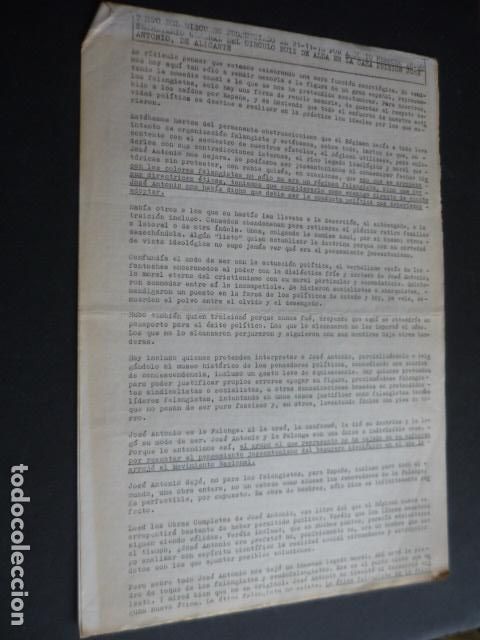 Militaria: FALANGE ESPA&Ntilde;OLA INDEPENDIENTE ALICANTE DISCURSO ANTONIO HERMOSO EN CASA PRISION JOSE ANTONIO