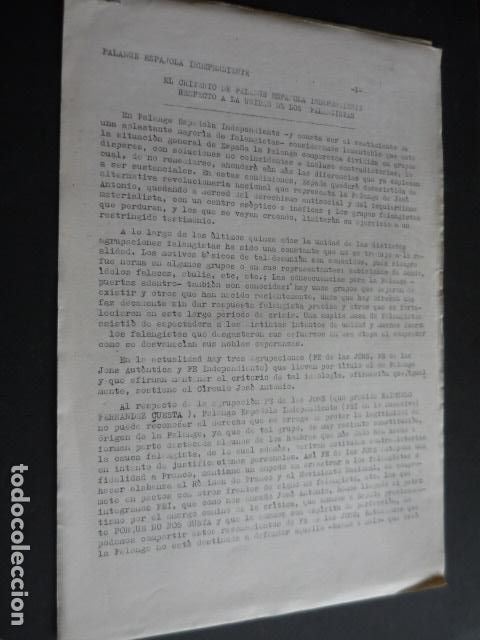 Militaria: FALANGE ESPA&Ntilde;OLA INDEPENDIENTE ALICANTE ALCOY VALENCIA CRITERIO RESPECTO UNIDAD DE LOS FALANGISTAS