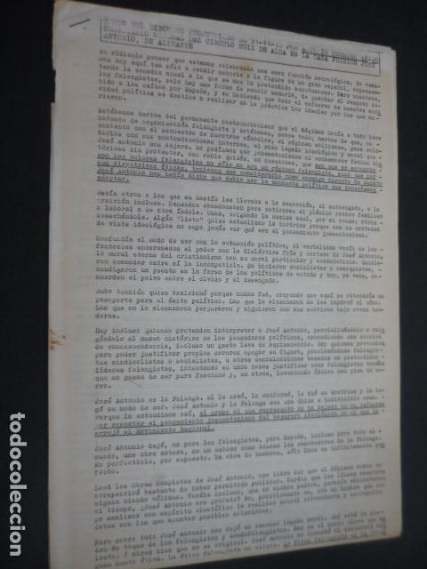 Militaria: FALANGE ESPA&Ntilde;OLA INDEPENDIENTE ALICANTE DISCURSO ANTONIO HERMOSO EN CASA PRISION JOSE ANTONIO