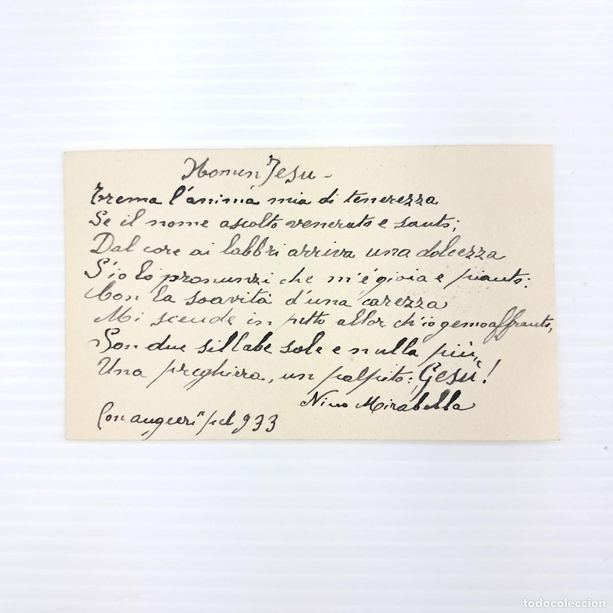Militaria: Manoscritto poetico religioso originale &ldquo;Homen Jesu&rdquo; &ndash; Nino Mirabella, 1933 &ndash; poesia devozionale