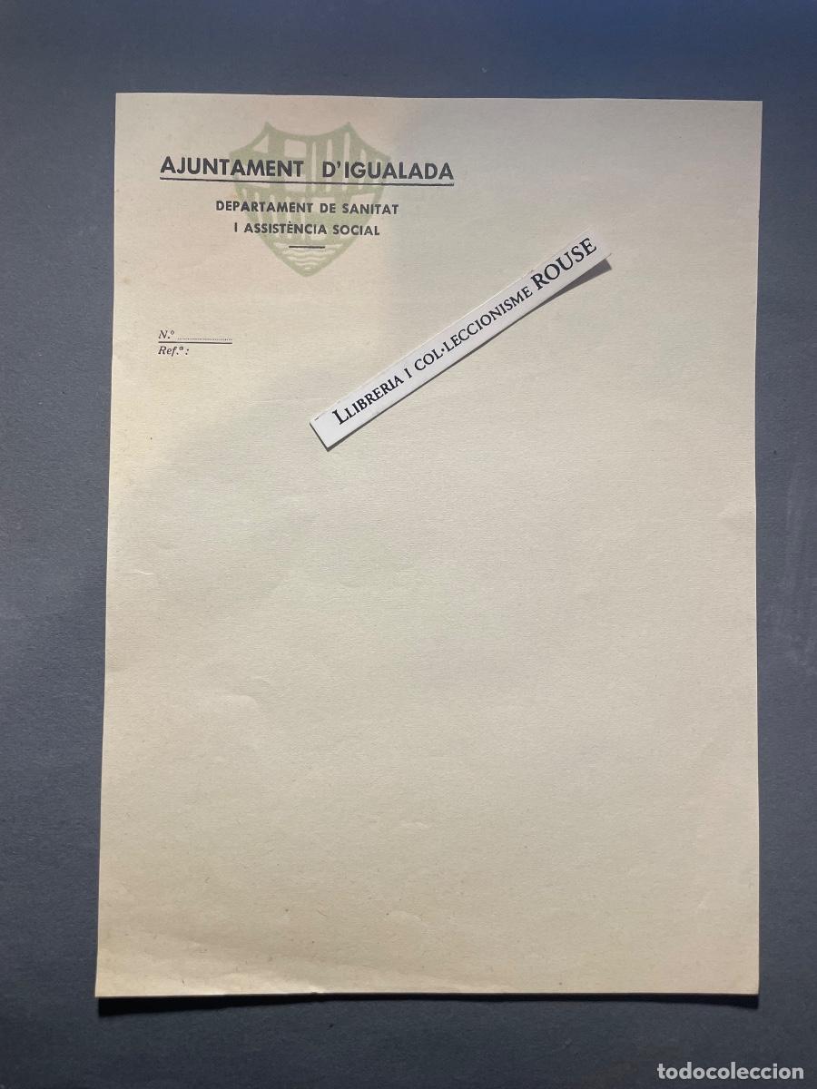 Militaria: GUERRA CIVIL / IGUALADA - HOJA DE CARTA AJUNTAMENT D'IGUALADA DEPARTAMENT DE SANITAT I ASSIST&Egrave;NCIA S