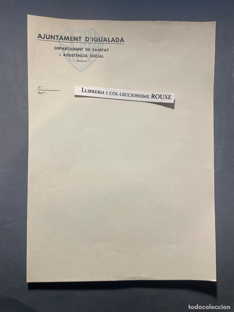 Militaria: GUERRA CIVIL / IGUALADA - HOJA DE CARTA AJUNTAMENT D'IGUALADA DEPARTAMENT DE SANITAT I ASSIST&Egrave;NCIA S