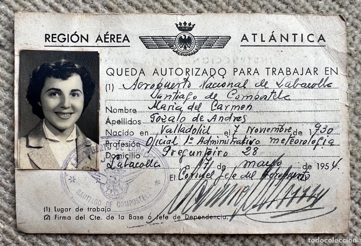 Militaria: Carnet Regi&oacute;n A&eacute;rea Atl&aacute;ntica - Aeropuerto de Labacolla (Santiago de Compostela) - A&ntilde;o 1954