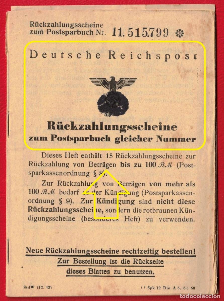 Militaria: Deutsche Reichspost III Reich Cartilla de ahorros Post&shy;sparbuch Caja Postal A&ntilde;o 1942