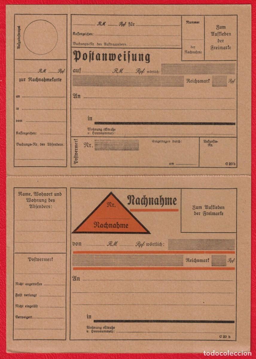 Militaria: Deutsche Reichspost - Formulario para envio de paquetes contrareembolso - III Reich 2 Guerra mundial