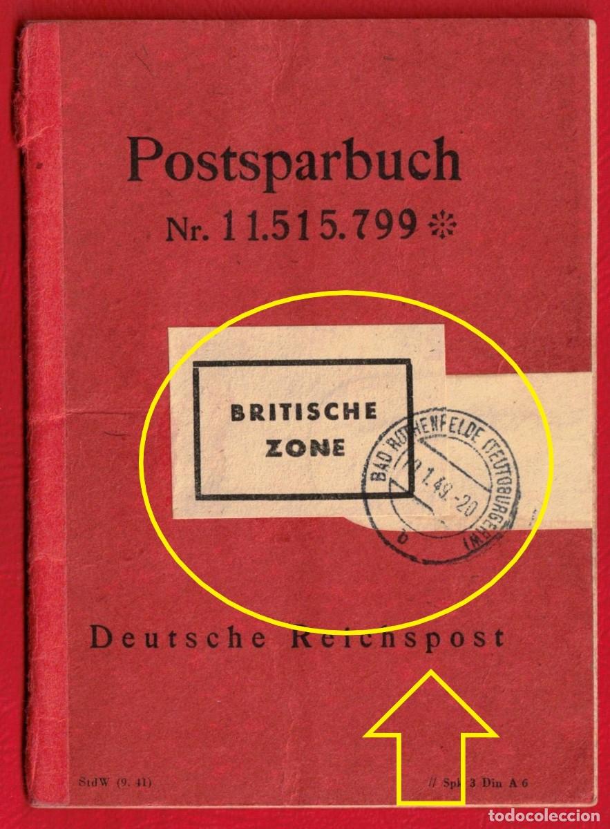 Militaria: A&ntilde;o 1941 - Deutsche Reichspost &ndash; Postsparbuch - Cartilla de ahorros Apuntes III Reich Zona britanica