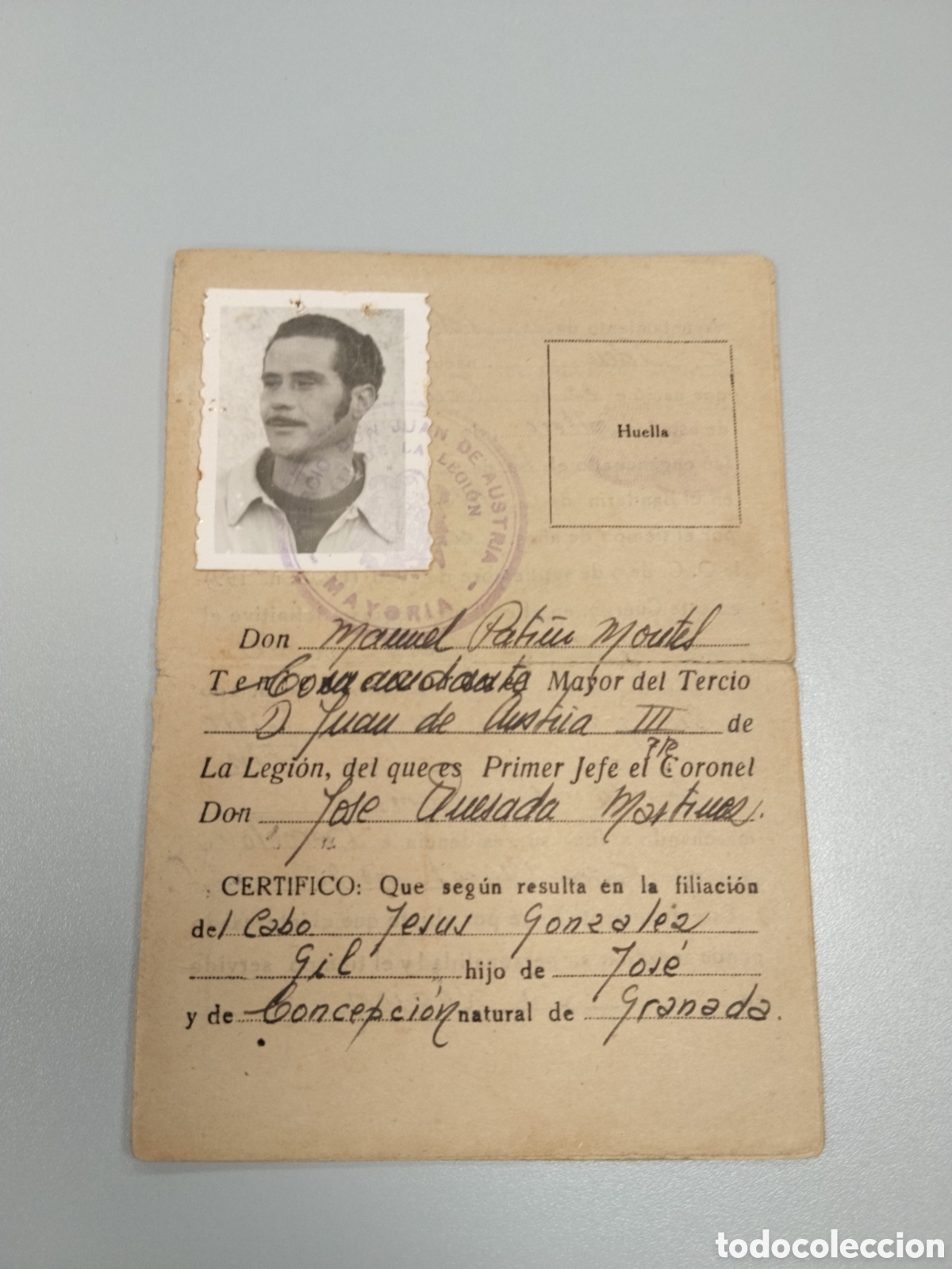 Military Antiques: Carnet militar cabo legionario tercio don juan de austria.colonias espa&ntilde;olas.ejercito espa&ntilde;ol.legion