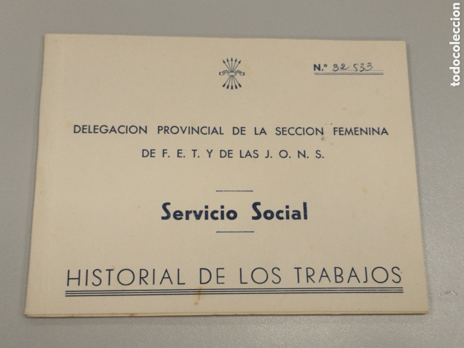 Militaria: Cartilla Falange servicio social de la mujer.falangista.requete.seccion femenina.seu.franco.militar