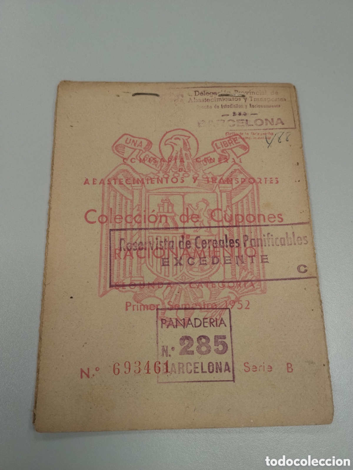 Militaria: Cartilla de racionamiento post guerra civil serie B.valencia.franco.franquista.falange.requete.milit