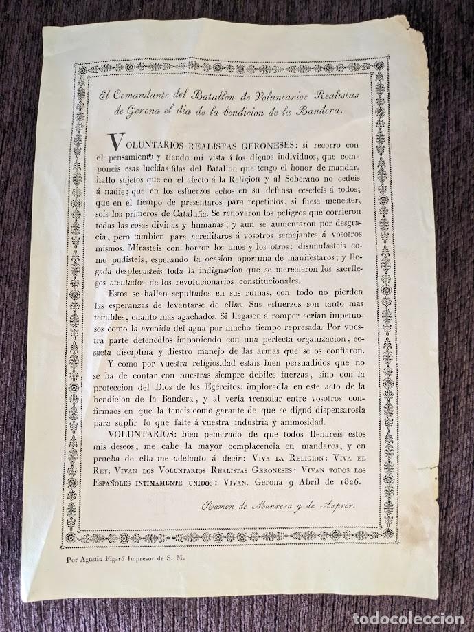Militaria: Voluntarios realistas, Bendici&oacute;n de la Bandera 1826 Ram&oacute;n de Manresa y de Asprer
