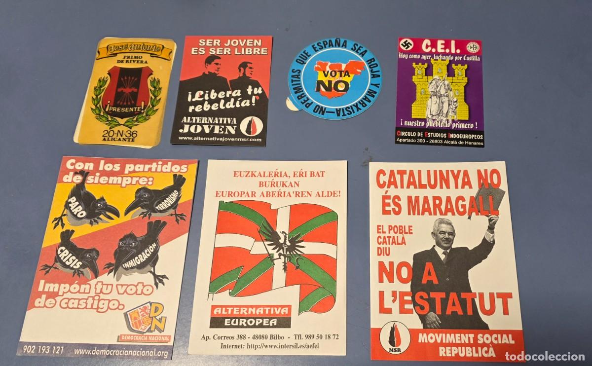 Militaria: LOTE DE ANTIGUAS PEGATINAS POLITICAS FALANGE ETC