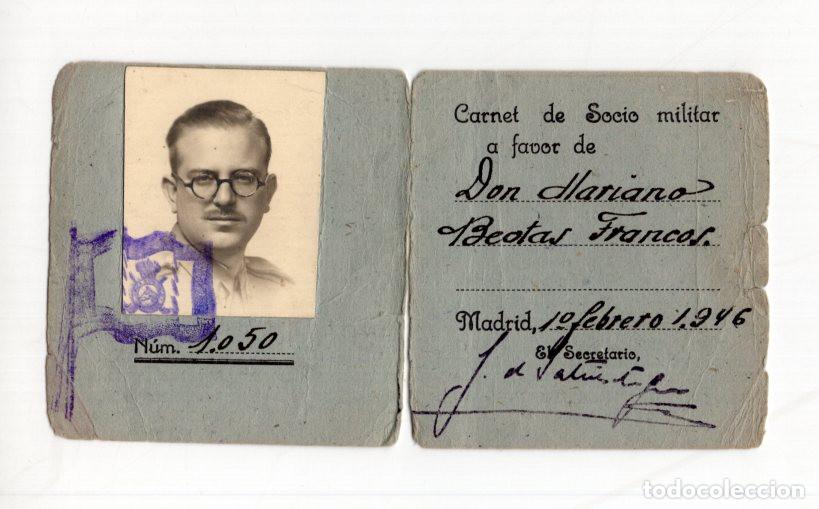 Militaria: CARNET MILITAR DON MARIANO BEOTAS FRANCOS. MADRID 1946. N&ordm;1050. FOTOGRAF&Iacute;A Y SELLOS ORIGINALES.