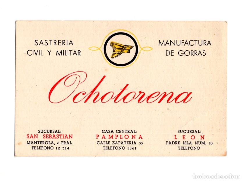 Militaria: TARJETA COMERCIAL OCHOTORENA PARA COLECCIONISMO MILITAR Y ARCHIVO HIST&Oacute;RICO DE SASTRER&Iacute;A.