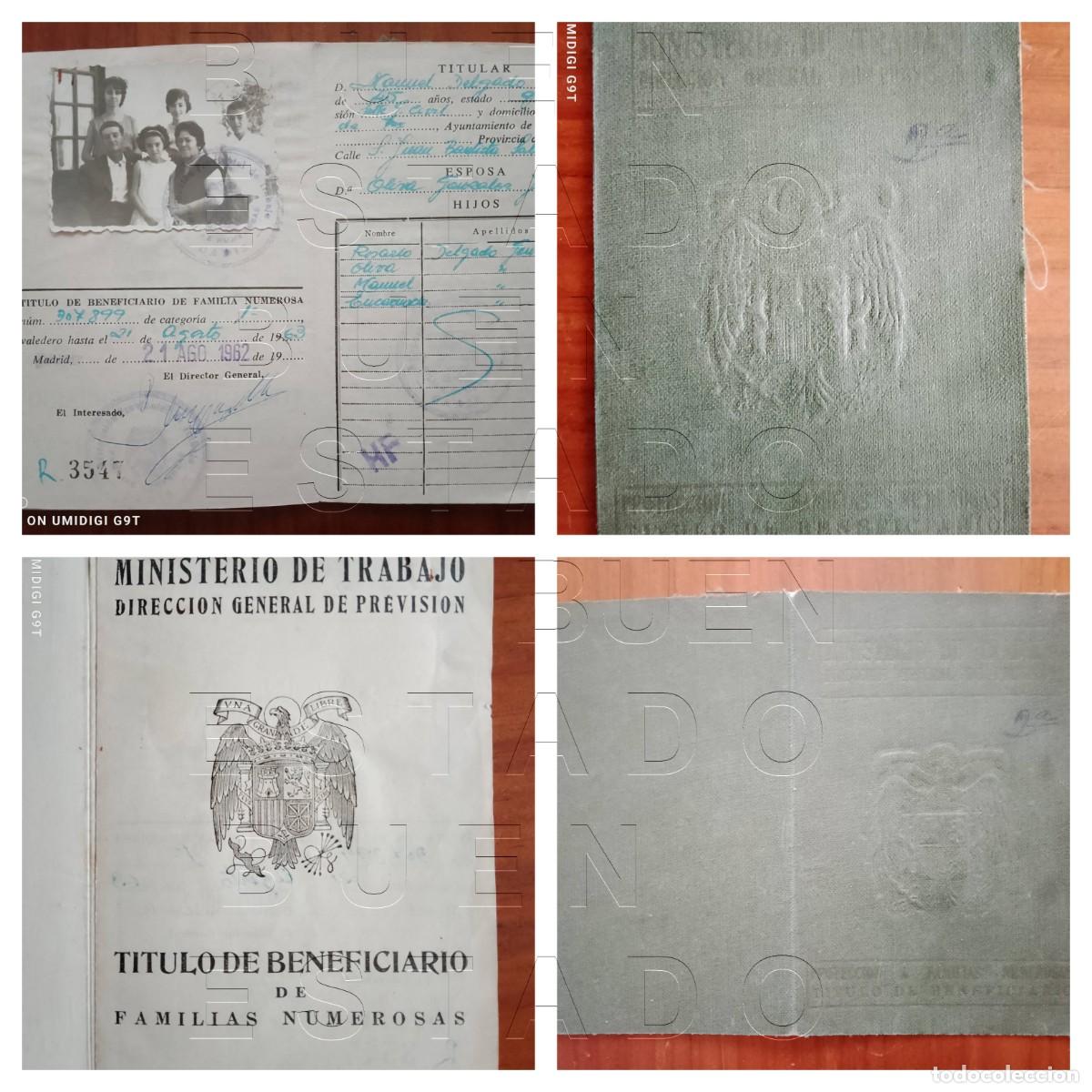 Militaria: CHICLANA CADIZ GUARDIA CIVIL CARNET FAMILA NUMEROSA 1962 M38