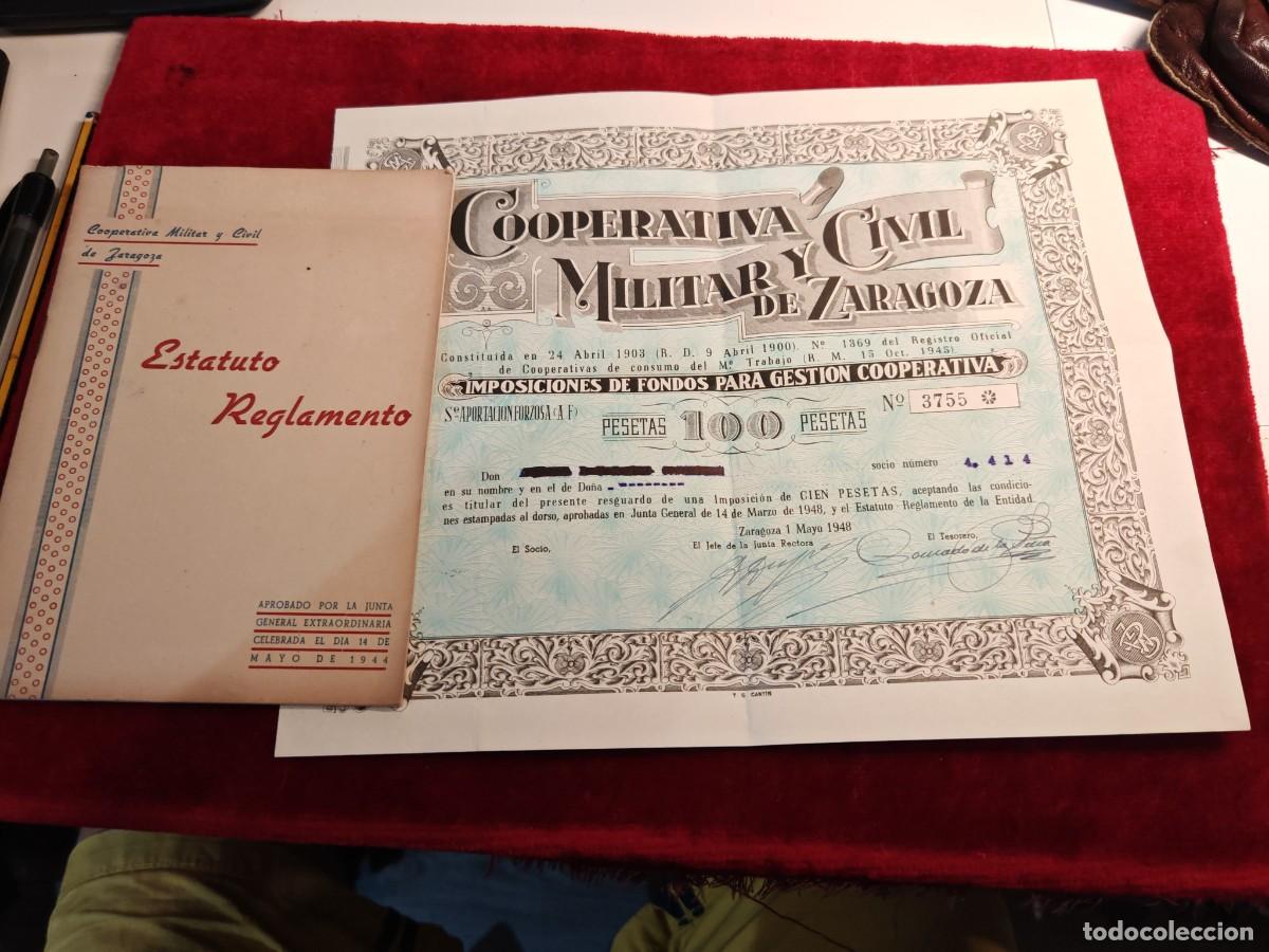 Militaria: acci&oacute;n cooperativa civil y militar Zaragoza m&aacute;s estatuto 1948
