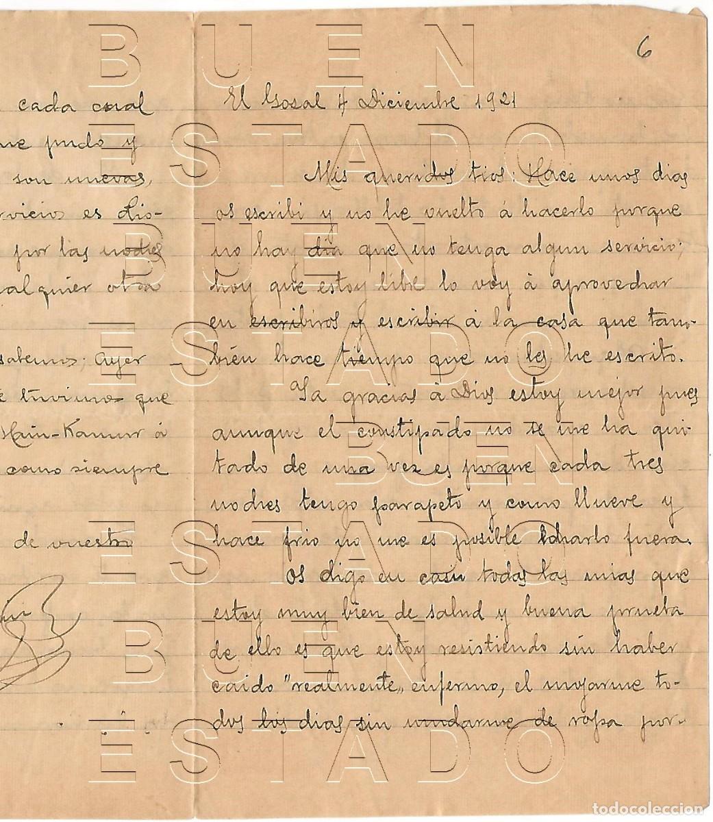 Militaria: 1921 GUERRA DEL RIF ROCKBA EL GOZAL CARTA 1 HOJA BAZA GRANADA JOAQUIN SANCHEZ CAMACHO M59