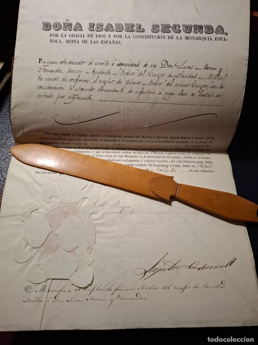 Militaria: Do&ntilde;a isabel segunda. 1857. Medico cuerpo de sanidad militar. Sta. Cruz de Tenerife. Sello Reina