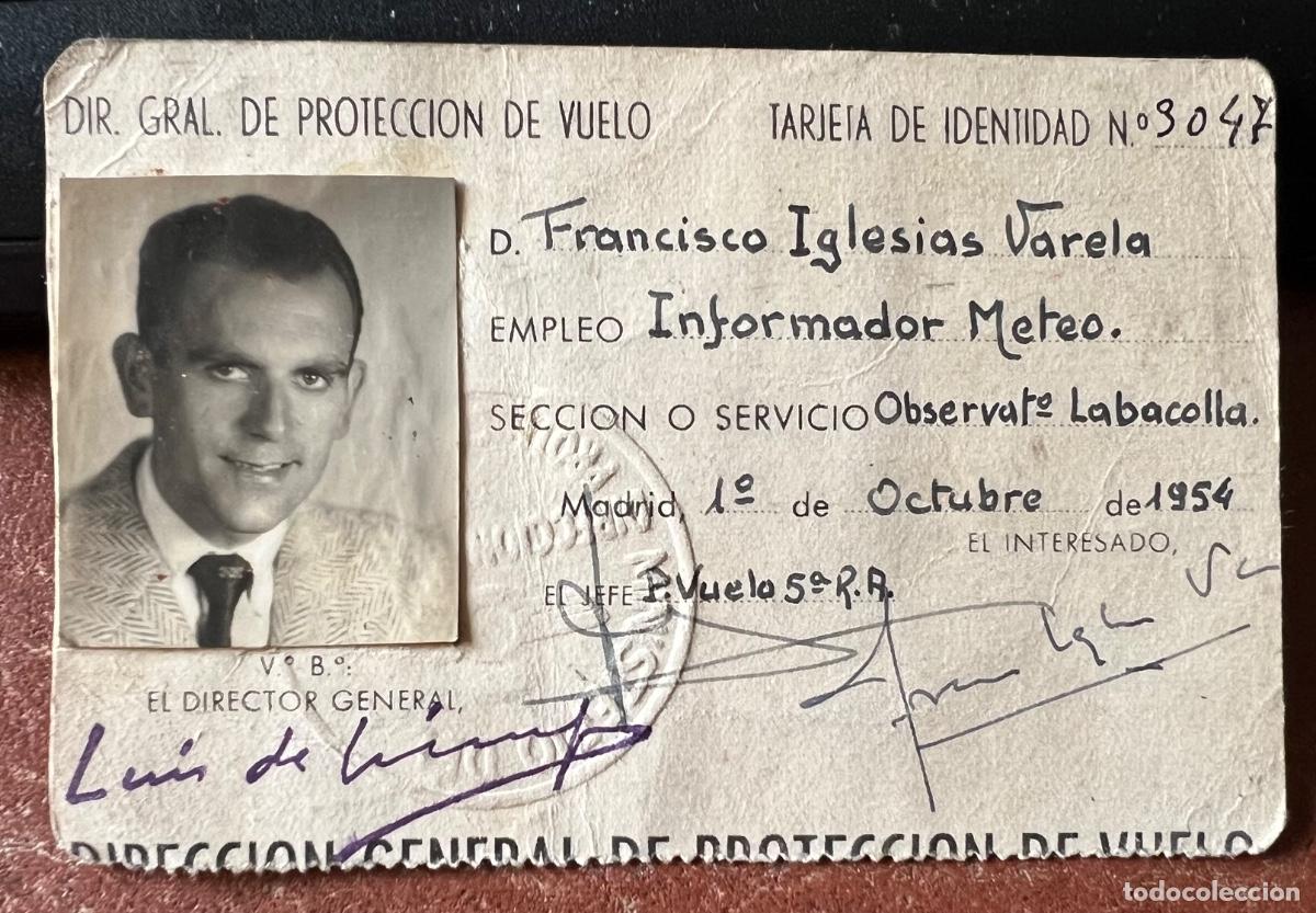 Militaria: Carnet tarjeta de Identidad Ministerio del Aire - Direcci&oacute;n General Protecci&oacute;n de Vuelo - Labacolla