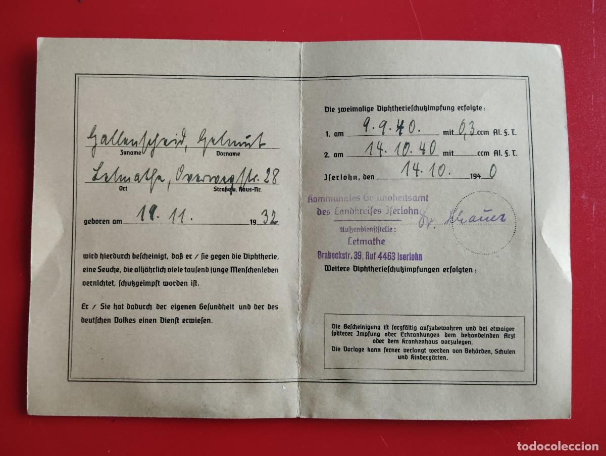 Militaria: VACUNACION DIFTERIA. ALEMANIA NAZI. II GUERRA ENVIO INCLUIDO .