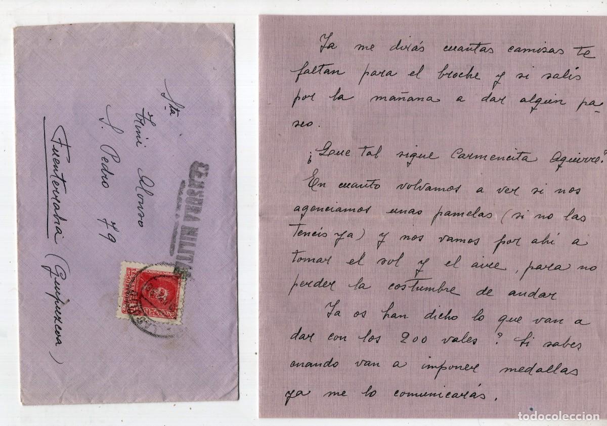 Militaria: CARTAS GUERRA CIVIL DE FAMILIA. UNA DE ELLAS CON EL SOBRE DE CENSUTRA MILITAR. AMBAS DE 1938