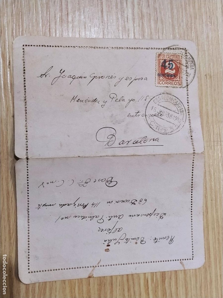 Militaria: SIERRA MORENA- GUERRA CIVIL - CARTA - REMITE BENITO JULIA ALFEREZ DISPENSARIO ANTIPALUDICO (117.029)