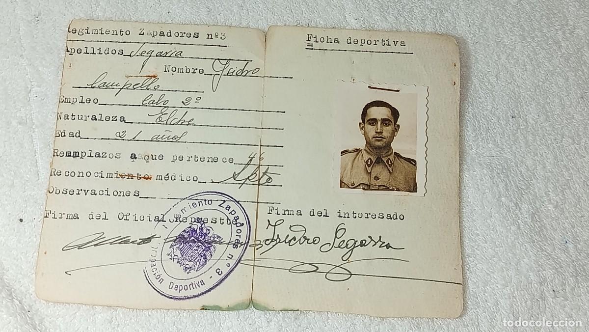 Militaria: ANTIGUO CARNET MILITAR FICHA DEPORTIVA REGIMIENTO DE ZAPADORES N&ordm; 3 AGRUPACION DEPORTIVA A&Ntilde;OS 40