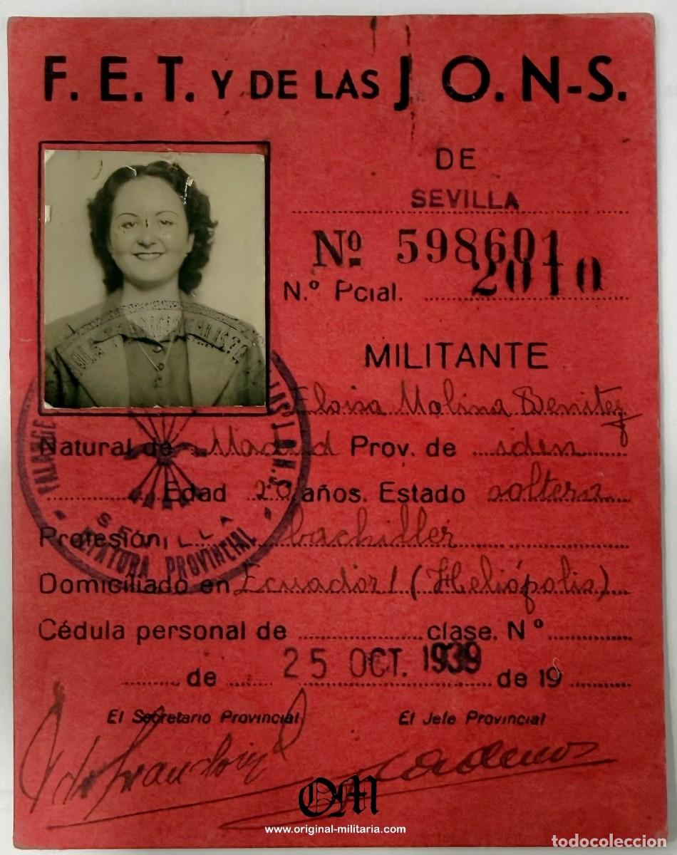 Militaria: CARNET PROVISIONAL DE FET y de las JONS de Madrid. A&Ntilde;O 1939