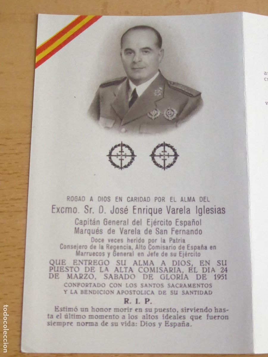 Militaria: Recordatorio General Varela.