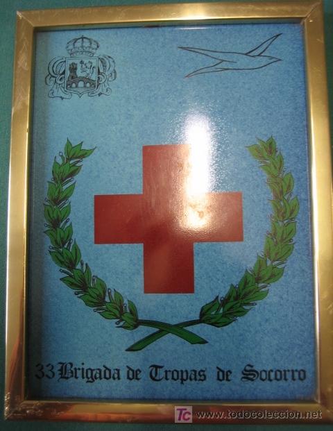 Military Antiques: Azulejo enmarcado de la 33 brigada de tropas de socorro